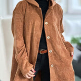 Solène - Corduroy Hooded Cardigan