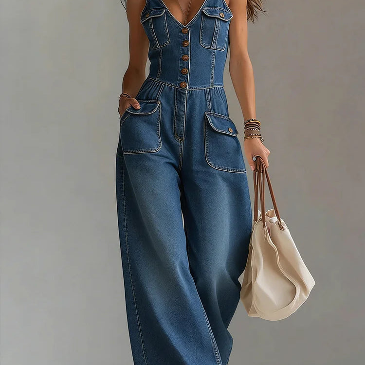 Marianne - Casual Denim Wide Jumpsuit