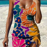 Serena - Floral Graphic Tankini with Shorts, Tummy Control Effect