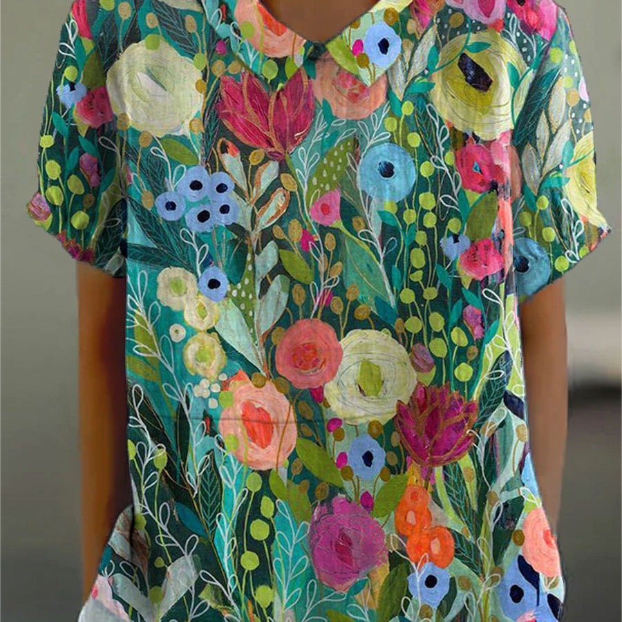 Élise - Watercolour Floral Blouse