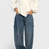 Dariya Cargo Balloon jeans with glitter and stone applications