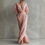 Lucie - Pink Linen Maxi Dress