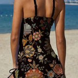 Serena - Floral Graphic Tankini with Shorts, Tummy Control Effect