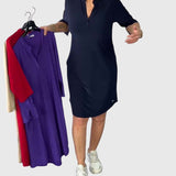 Pauline - Solid V-Neck Dress