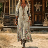Karine - Casual Long Sleeve Dress Inspired by Vintage