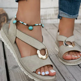 Sarah - Flat Sandals With Metal Buckle