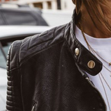 Arielle - Timeless Structured Zip-Up Vegan Leather Jacket