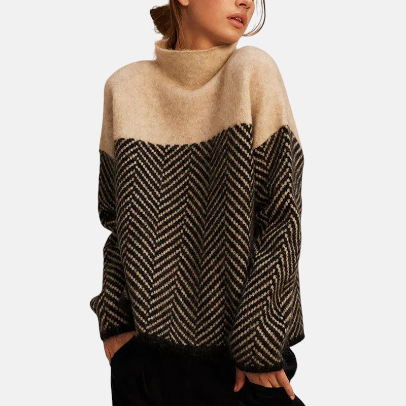 Viviane - Structured Two-Tone Knit Sweater