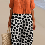 Roxanne - Orange Dress with Contrasting Dots