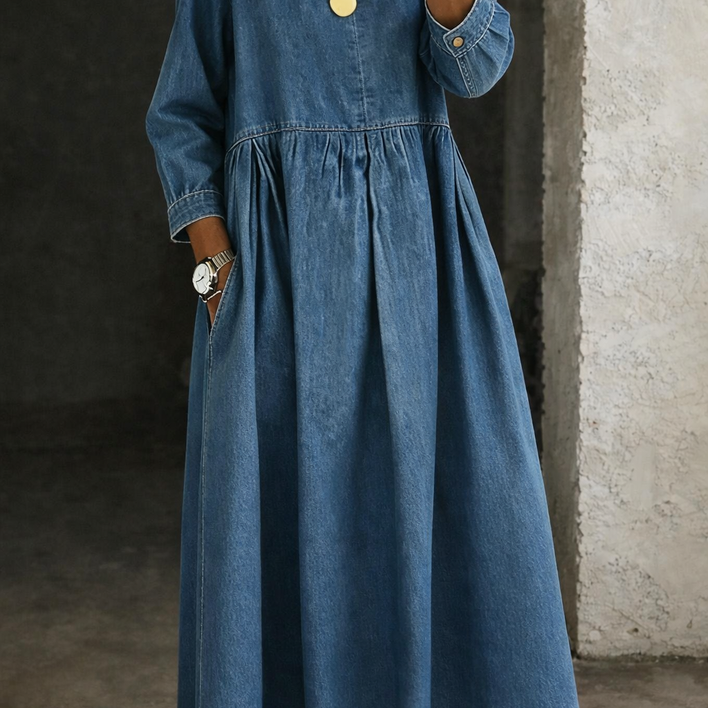 Joanna - Peter Pan Collar Denim Dress