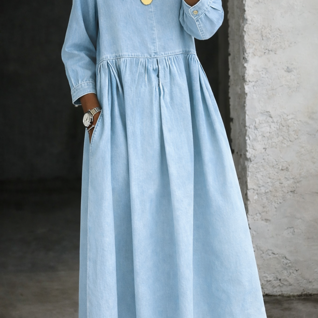Joanna - Peter Pan Collar Denim Dress