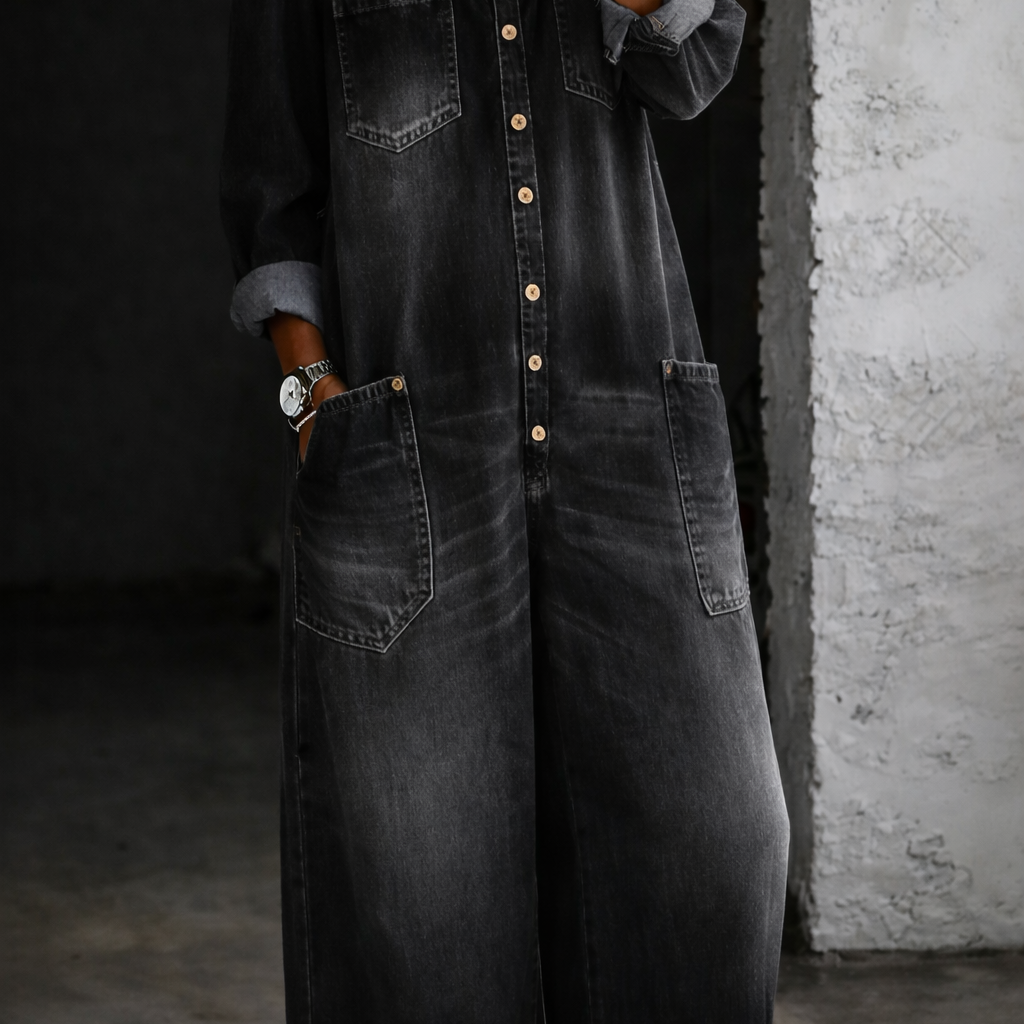 Delphine - Long Sleeve Jumpsuit with Exposed Shoulders