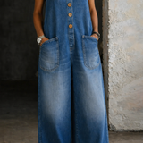 Leah - Vintage Washed Cotton Denim Overalls