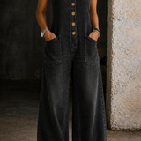 Alicia - Vintage Washed Cotton Denim Overalls