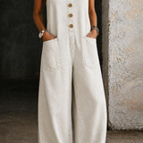 Justine - Vintage Washed Cotton Denim Overalls