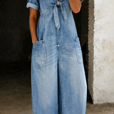 Ophélie - Short Sleeve Jumpsuit with V-Neck
