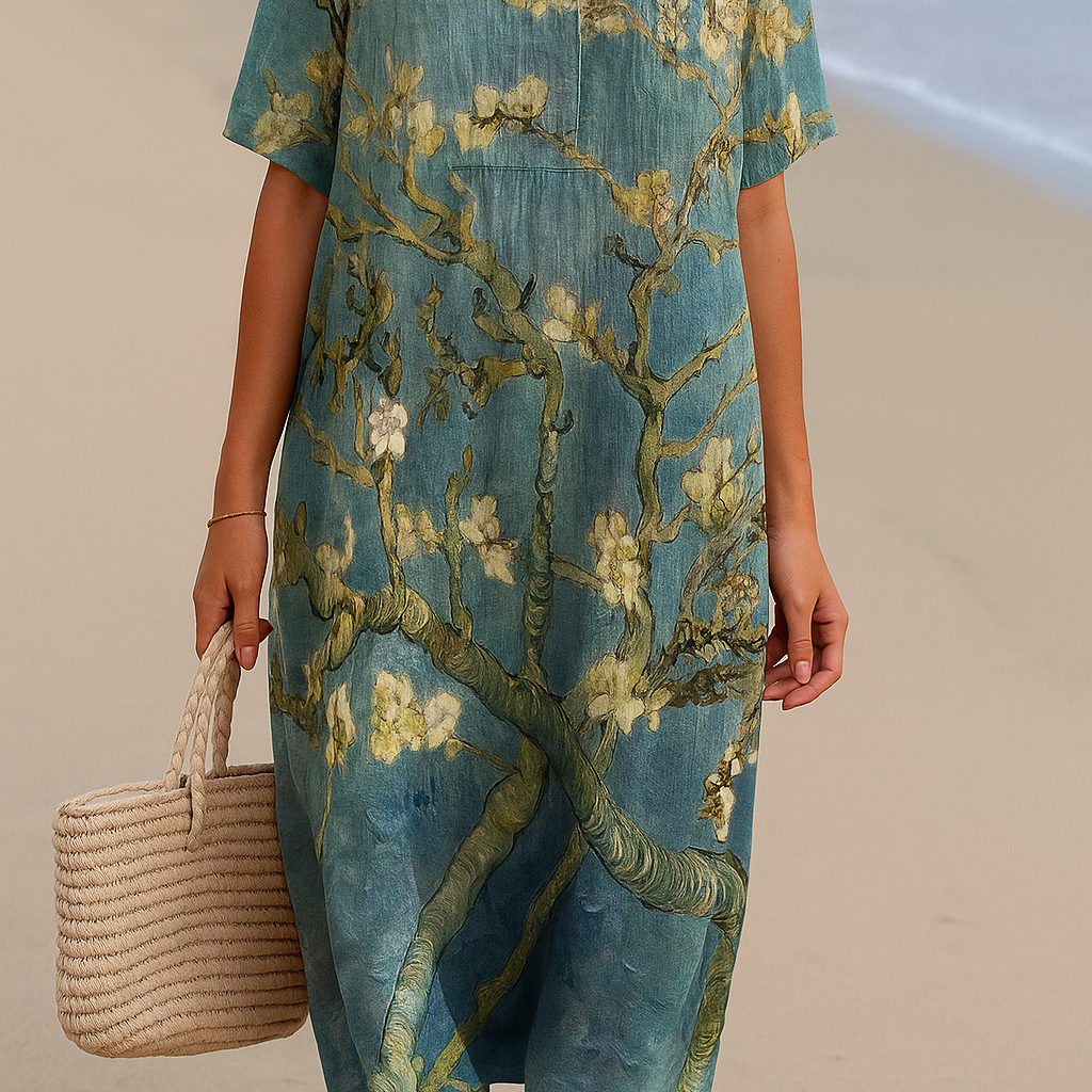 Joy - Floral Dress in Aqua Green