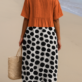 Roxanne - Orange Dress with Contrasting Dots