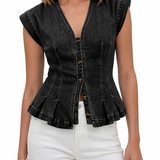 Danica - V-Neck Denim Top