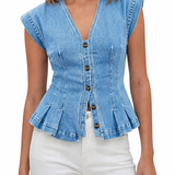 Danica - V-Neck Denim Top