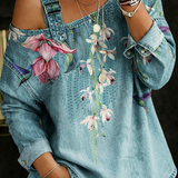 Simone - Denim Top with Exposed Shoulders