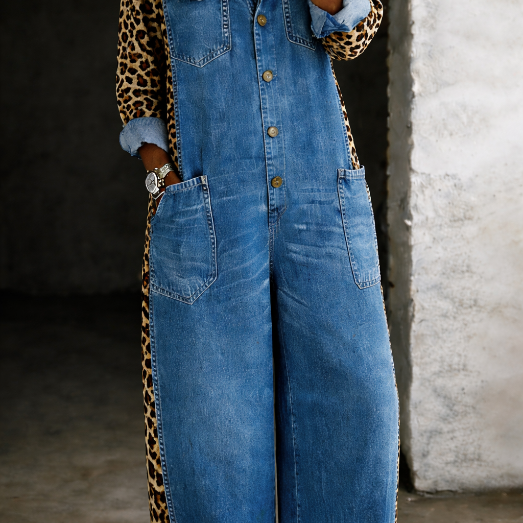 Alicia - One Piece Denim Shirt Jumpsuit