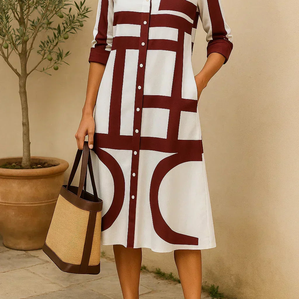Delilah - Shirt Dress with Geometric Print