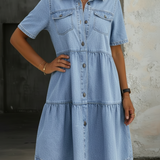Eva - Casual Elegant Denim Dress