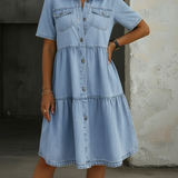 Eva - Casual Elegant Denim Dress