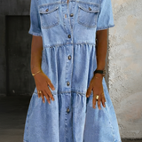 Eva - Casual Elegant Denim Dress