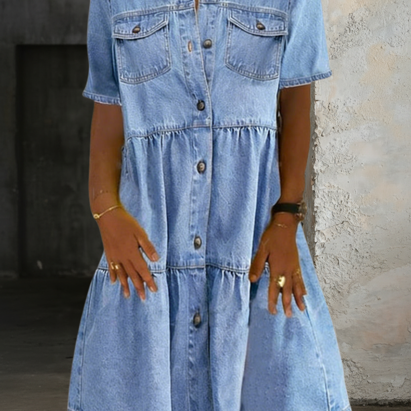 Eva - Casual Elegant Denim Dress
