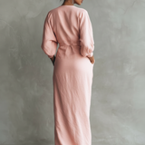 Lucie - Pink Linen Maxi Dress