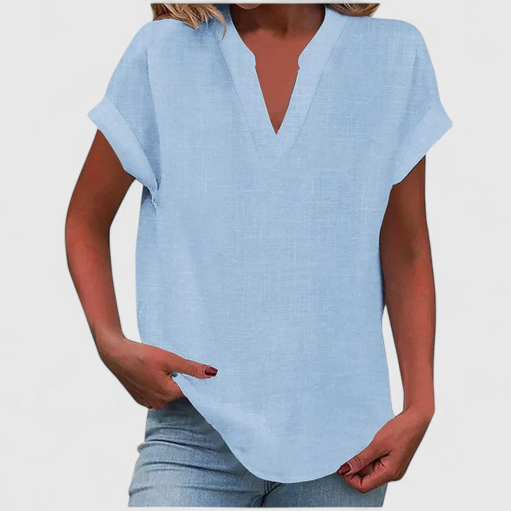 Cara - Comfortable V-Neck Blouse