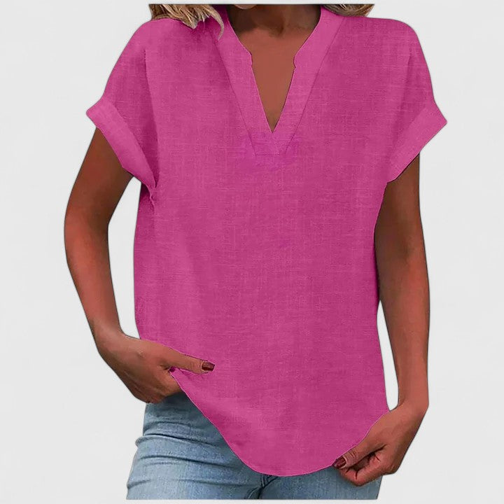 Cara - Comfortable V-Neck Blouse