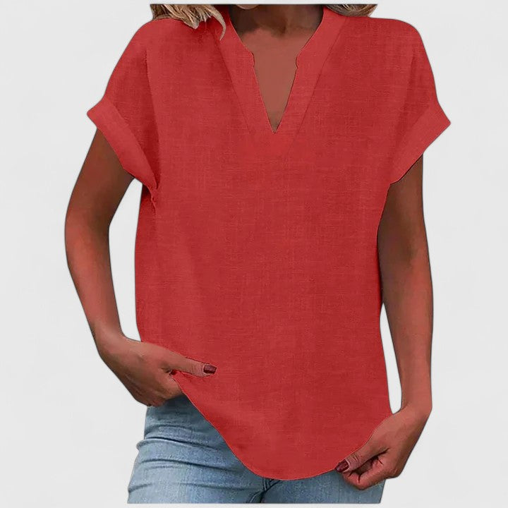 Cara - Comfortable V-Neck Blouse