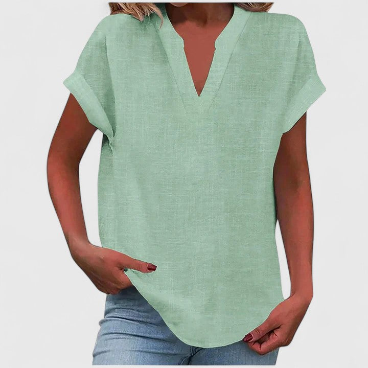 Cara - Comfortable V-Neck Blouse