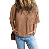 MARIANNE - Casual Textured Pocket V-Neck Tee