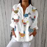 Léane - Light Shirt with Chicken Print