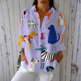 Brigitte - Light Shirt with Dog Print