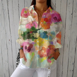 Ashley - Elegant Floral Watercolour Shirt