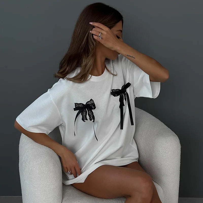 STÉPHANIE - Women Cute & Comfy Bow Tee