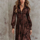 Marilou - Elegant Print Long Sleeve Maxi Dress