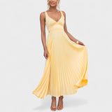 Sydney - Yellow Pleated Maxi Dress
