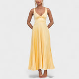 Sydney - Yellow Pleated Maxi Dress
