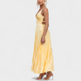 Sydney - Yellow Pleated Maxi Dress