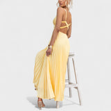 Sydney - Yellow Pleated Maxi Dress