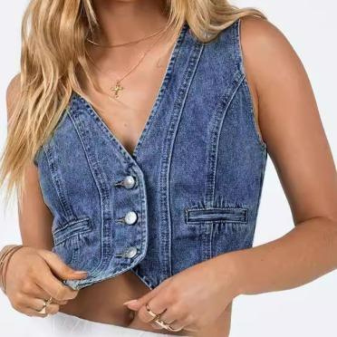 BRIELLE - Women Sleeveless Denim Crop Top