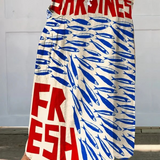 Women's Vintage Fish Sardines Art Print Linen Pocket Skirt