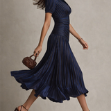 Julia - Striped Shirt Collar Midi Dress