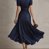 Julia - Striped Shirt Collar Midi Dress